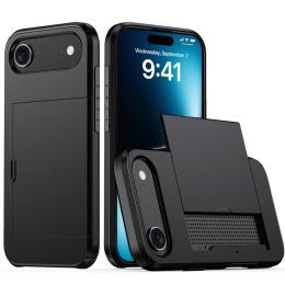  iPhone 17 Air Skal Hybrid Med Kortfack Svart - Teknikhallen.se