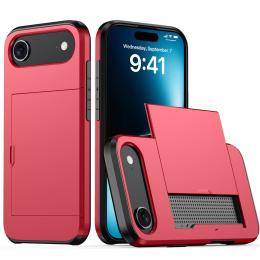  iPhone 17 Air Skal Hybrid Med Kortfack Röd - Teknikhallen.se