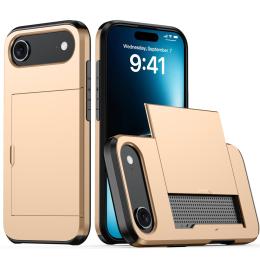  iPhone 17 Air Skal Hybrid Med Kortfack Guld - Teknikhallen.se
