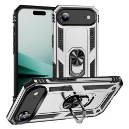  iPhone 17 Air Skal Shockproof Hybrid Ring Silver - Teknikhallen.se