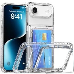 iPhone 17 Air Skal Kickstand Med Kortfack Transparent - Teknikhallen.se