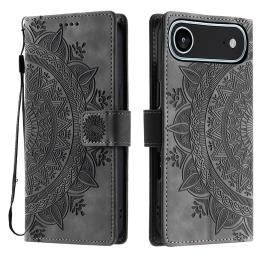  iPhone 17 Air Fodral Mandala Läder Grå - Teknikhallen.se