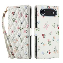  iPhone 17 Air Fodral Rhombus Läder Blommor Vit - Teknikhallen.se