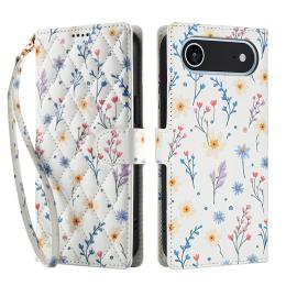  iPhone 17 Air Fodral Rhombus Läder Blommor Vit - Teknikhallen.se