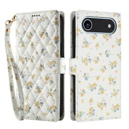  iPhone 17 Air Fodral Rhombus Läder Blommor Vit - Teknikhallen.se
