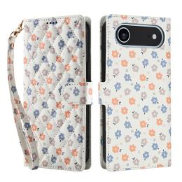  iPhone 17 Air Fodral Rhombus Läder Blommor Vit - Teknikhallen.se