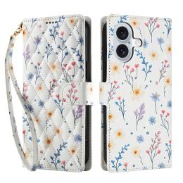  iPhone 16 Fodral Rhombus Läder Blommor Vit - Teknikhallen.se