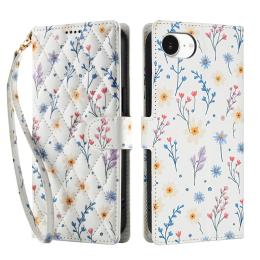  iPhone 16e Fodral Rhombus Läder Blommor Vit - Teknikhallen.se