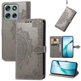  Motorola Moto G56 5G Fodral Mandala Läder Grå - Teknikhallen.se