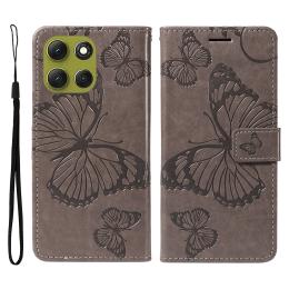  Motorola Moto G86 Power/G86 5G Fodral Fjäril Tryck Grå - Teknikhallen.se