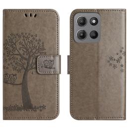 Motorola Moto G86 Power/G86 5G Fodral Träd Tryck Grå - Teknikhallen.se