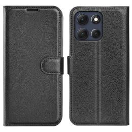  Motorola Moto G86 5G Fodral Litchi Läder Svart - Teknikhallen.se