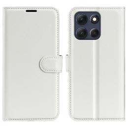  Motorola Moto G86 5G Fodral Litchi Läder Vit - Teknikhallen.se