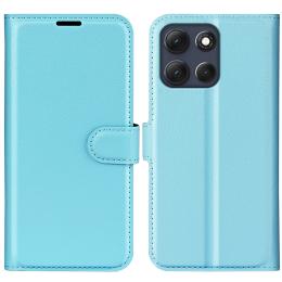  Motorola Moto G86 5G Fodral Litchi Läder Blå - Teknikhallen.se