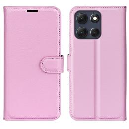  Motorola Moto G86 5G Fodral Litchi Läder Ljus Rosa - Teknikhallen.se