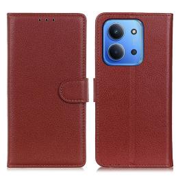  Xiaomi Redmi 15C Fodral Litchi Läder Brun - Teknikhallen.se