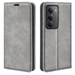  Xiaomi Redmi 15 Fodral Skin Touch Läder Grå - Teknikhallen.se