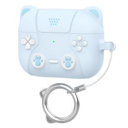  AirPods Pro 3 Skal Silikon Med Nyckelring Katt Blå - Teknikhallen.se