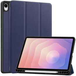  Samsung Galaxy Tab S11 Fodral Tri-Fold Läder Mörk Blå - Teknikhallen.se