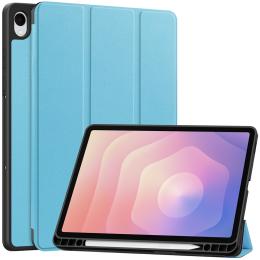  Samsung Galaxy Tab S11 Fodral Tri-Fold Läder Blå - Teknikhallen.se