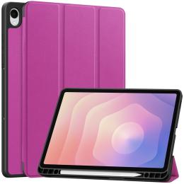  Samsung Galaxy Tab S11 Fodral Tri-Fold Läder Lila - Teknikhallen.se
