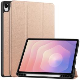  Samsung Galaxy Tab S11 Fodral Tri-Fold Läder Roséguld - Teknikhallen.se