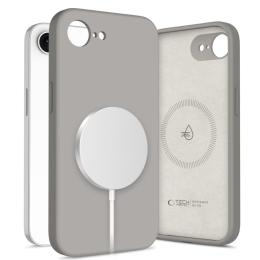 Tech-Protect Tech-Protect iPhone 16e Skal MagSafe Liquid Silicone Stone Grey - Teknikhallen.se