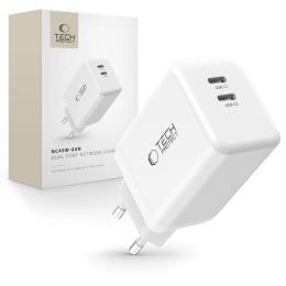 Tech-Protect Tech-Protect 45W PD 2x USB-C Väggladdare Vit - Teknikhallen.se