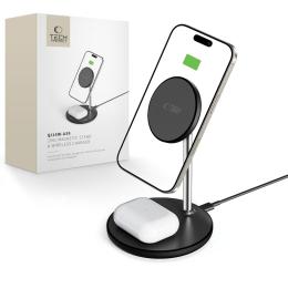 Tech-Protect Tech-Protect 15W Qi 2in1 Magnetisk MagSafe Laddare Svart - Teknikhallen.se