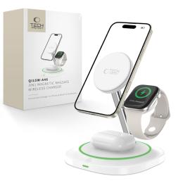Tech-Protect Tech-Protect 15W Qi 3in1 Magnetisk MagSafe Laddare Vit - Teknikhallen.se