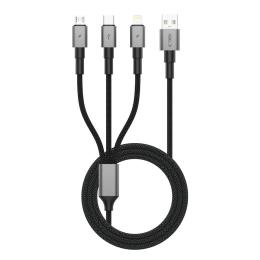 Tech-Protect Tech-Protect 1.2m 3in1 USB-C/Lightning/Micro USB Kabel Iron Grey - Teknikhallen.se