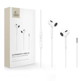 Tech-Protect Tech-Protect In-Ear Hörlurar 3.5 mm AUX UltraBoost Vit - Teknikhallen.se