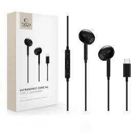 Tech-Protect Tech-Protect In-Ear Hörlurar USB-C UltraBoost Svart - Teknikhallen.se