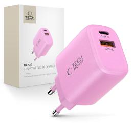 Tech-Protect Tech-Protect 20W Väggladdare PD QC3.0 USB-C / USB-A Baby Pink - Teknikhallen.se