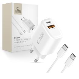 Tech-Protect Tech-Protect 20W Väggladdare PD Inkl. USB-C - USB-C Kabel Vit - Teknikhallen.se