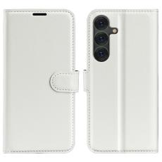  Samsung Galaxy S25 Fodral Litchi L&auml;der Vit - Teknikhallen.se