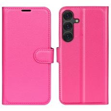  Samsung Galaxy S25 Fodral Litchi L&auml;der Rosa - Teknikhallen.se