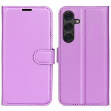 Samsung Galaxy S25 Fodral Litchi L&auml;der Lila - Teknikhallen.se