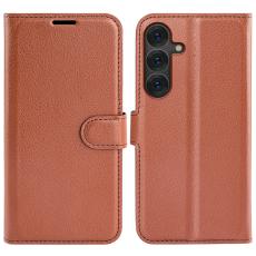  Samsung Galaxy S25 Fodral Litchi L&auml;der Brun - Teknikhallen.se