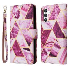  Samsung Galaxy S25 Fodral L&auml;der Marmor Lila - Teknikhallen.se