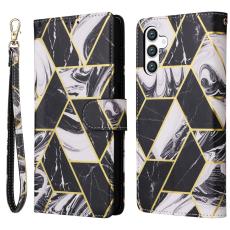  Samsung Galaxy S25 Fodral L&auml;der Marmor Svart - Teknikhallen.se