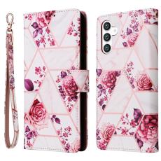  Samsung Galaxy S25 Fodral L&auml;der Marmor Ros&eacute;guld - Teknikhallen.se