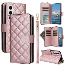  Samsung Galaxy S25 Fodral Rhombus L&auml;der Ros&eacute;guld - Teknikhallen.se