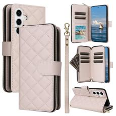  Samsung Galaxy S25 Fodral Rhombus L&auml;der Beige - Teknikhallen.se