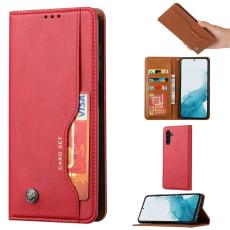  Samsung Galaxy S25 Fodral Flip L&auml;der Med Kortficka R&ouml;d - Teknikhallen.se