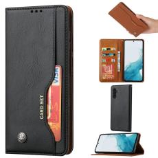  Samsung Galaxy S25 Fodral Flip L&auml;der Med Kortficka Svart - Teknikhallen.se