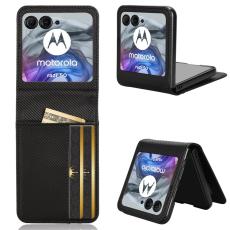  Motorola Razr 60 / 50 5G Skal Med Kortfack L&auml;der Svart - Teknikhallen.se
