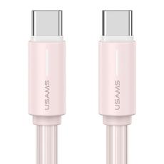 USAMS USAMS 1m 60W USB-C - USB-C Kabel Rosa - Teknikhallen.se