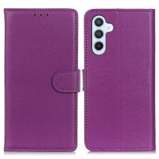  Samsung Galaxy A16 Fodral Litchi L&auml;der Lila - Teknikhallen.se