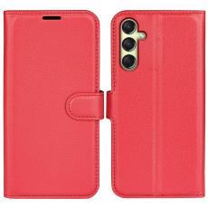  Samsung Galaxy A16 Fodral Litchi L&auml;der R&ouml;d - Teknikhallen.se